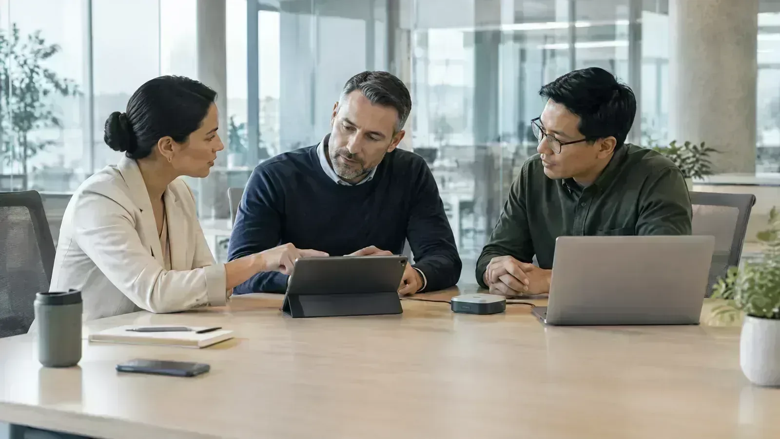 Compliance, product, and engineering professionals review secure open-banking access.